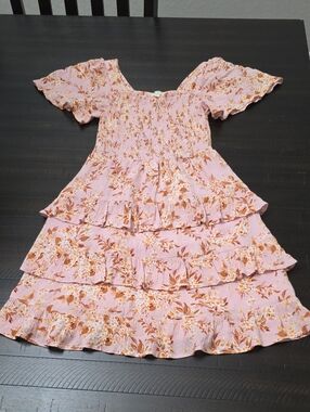 Chelsea & Violet Pink Floral Ruffle Tiered Dress